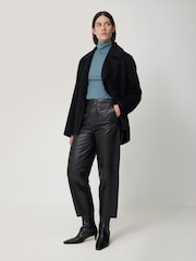 Jigsaw Blue Wool Jersey Polo Neck Top - Image 3 of 6