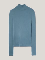 Jigsaw Blue Wool Jersey Polo Neck Top - Image 5 of 6