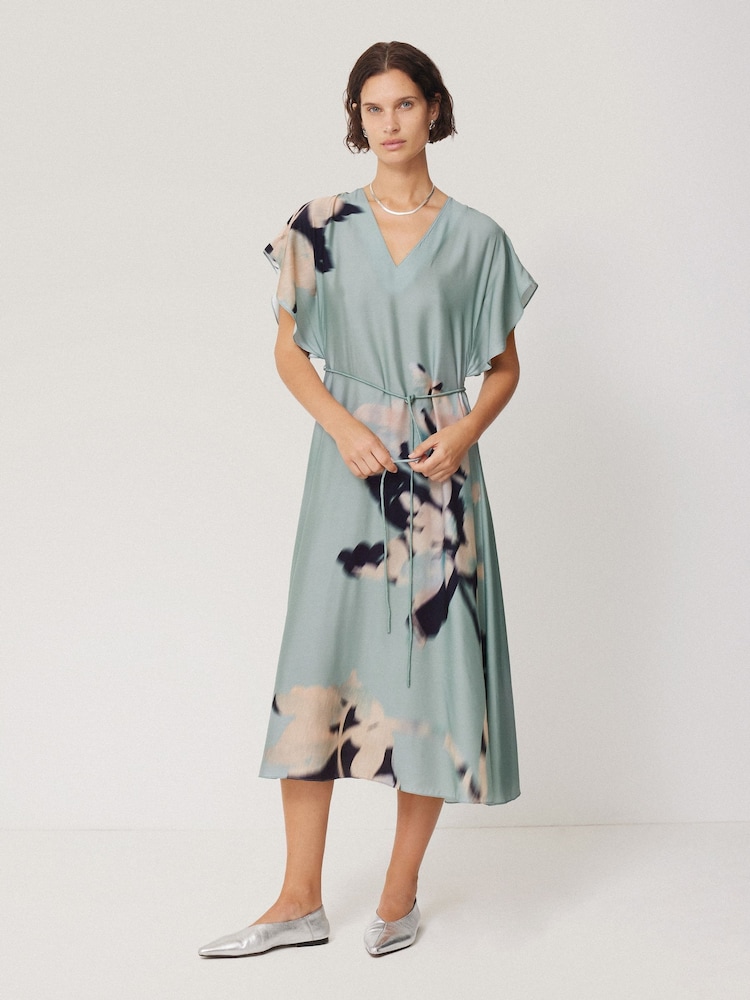 Jigsaw Blue Floral Drift Silk Blend Dress - Image 1 of 7