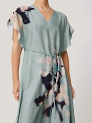 Jigsaw Blue Floral Drift Silk Blend Dress - Image 4 of 7