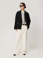 Jigsaw Black Wool Double Faced Short Coat - Image 3 of 7