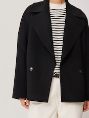 Jigsaw Black Wool Double Faced Short Coat - Image 4 of 7