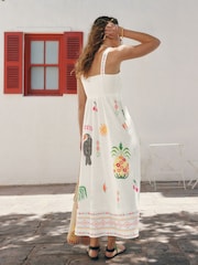 Multi 100% Cotton Summer Midi Dress - Image 2 of 8