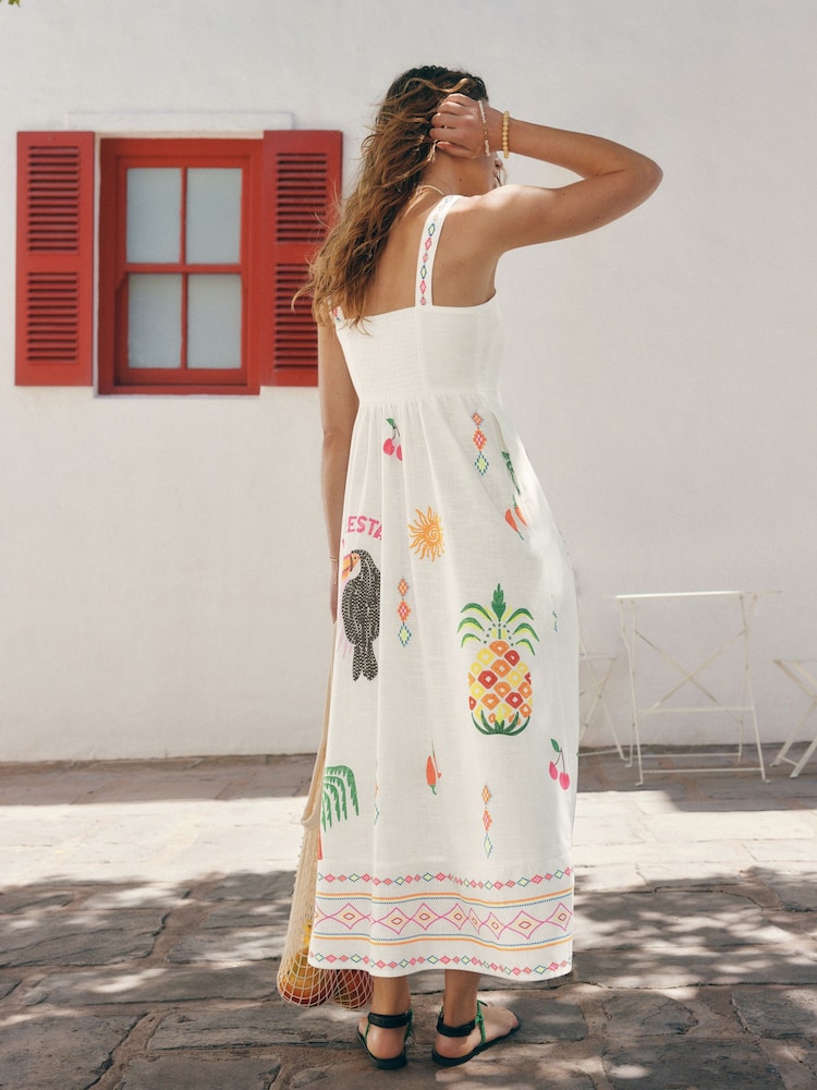 Multi 100% Cotton Summer Midi Dress - Image 2 of 8