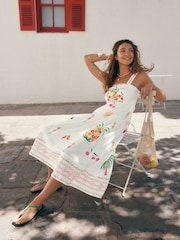 Multi 100% Cotton Summer Midi Dress - Image 3 of 8