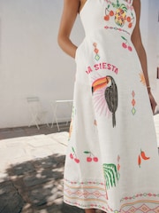 Multi 100% Cotton Summer Midi Dress - Image 4 of 8