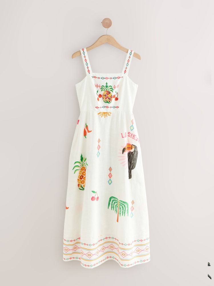 Multi 100% Cotton Summer Midi Dress - Image 6 of 8