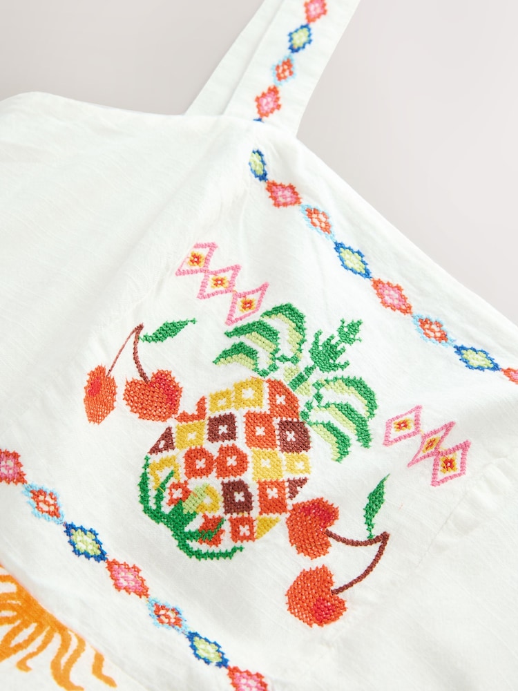 Multi 100% Cotton Summer Midi Dress - Image 7 of 8