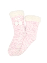 Pour Moi Pink Cosy Cable Knit Lined Slippers Socks - Image 3 of 3