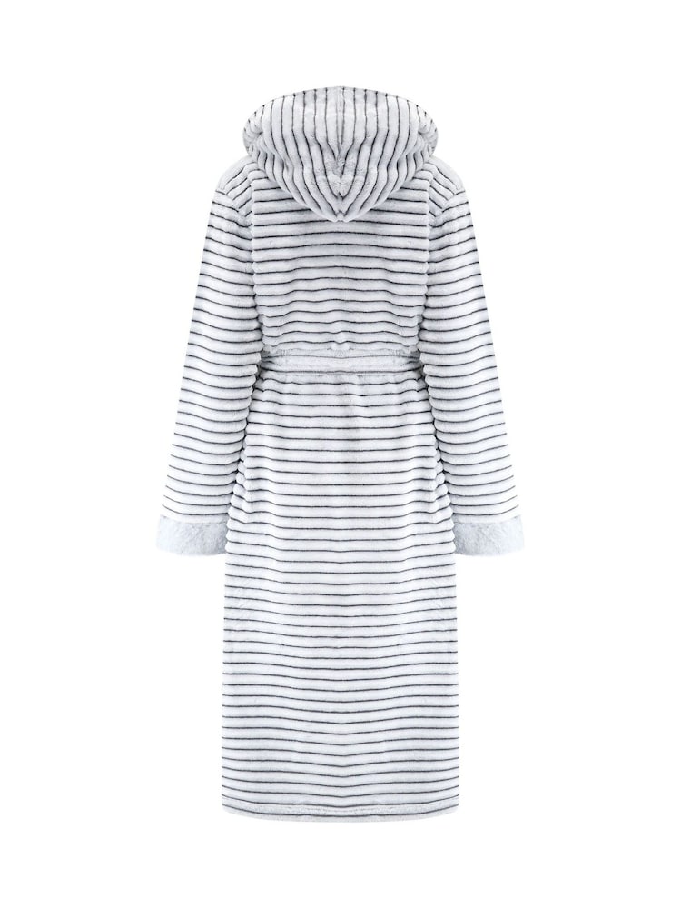Pour Moi Grey Cosy Ribbed Fleece Midi Hooded Dressing Gown - Image 4 of 4 Pour Moi Grey Cosy Ribbed Fleece Midi Hooded Dressing Gown - Image 4 of 4