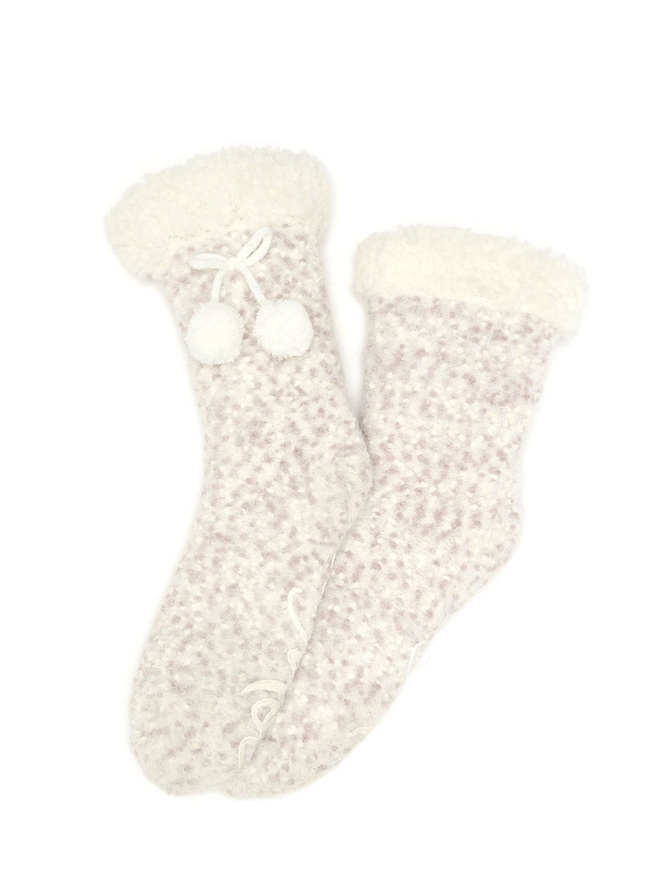 Pour Moi Cream Cosy Popcorn Knit Lined Slippers Socks - Image 3 of 3