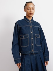 Albaray Blue 100% Cotton Dark Denim Jacket - Image 1 of 6