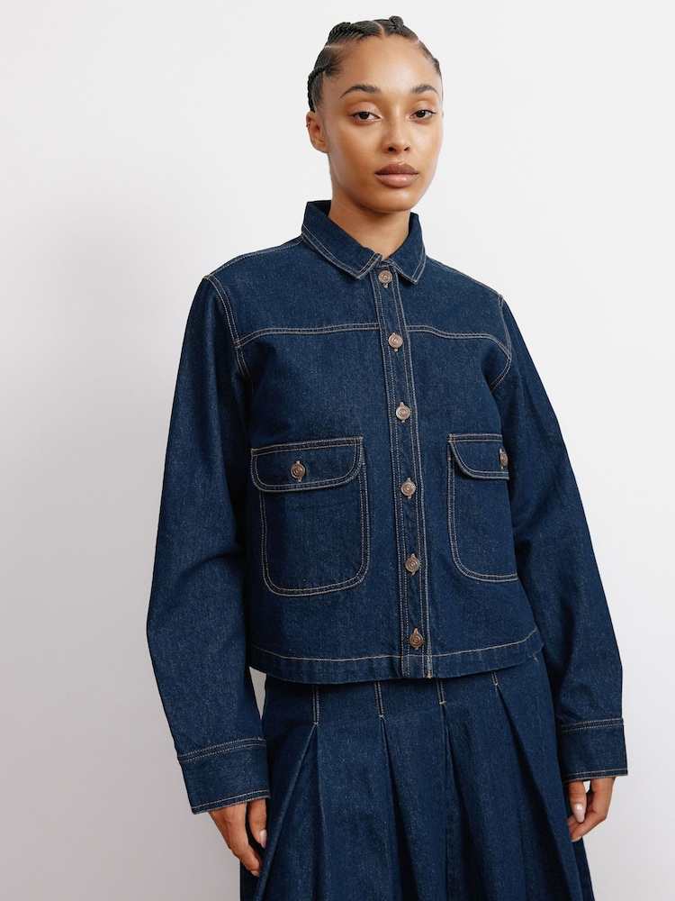 Albaray Blue 100% Cotton Dark Denim Jacket - Image 1 of 6