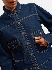 Albaray Blue 100% Cotton Dark Denim Jacket - Image 3 of 6