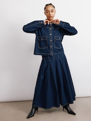 Albaray Blue 100% Cotton Dark Denim Jacket - Image 4 of 6