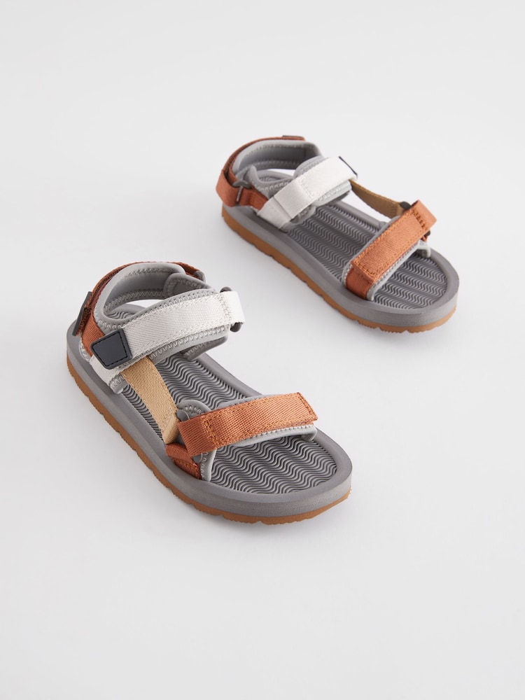 Tan/Grey Wide Fit (G) Trekker Sandals - Image 1 of 5