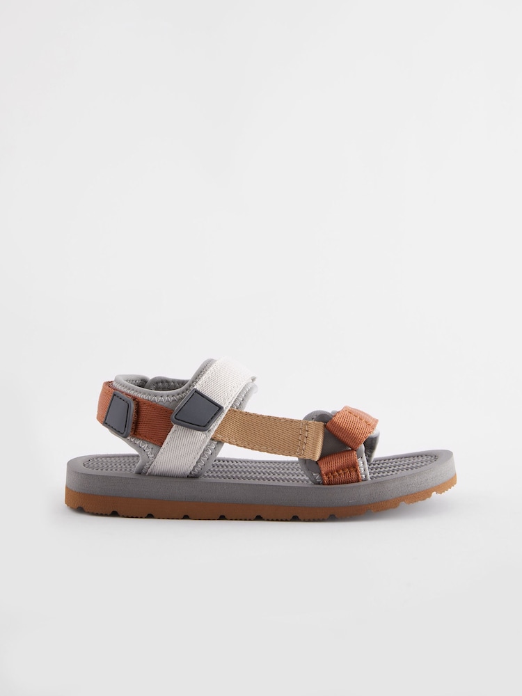 Tan/Grey Wide Fit (G) Trekker Sandals - Image 2 of 5