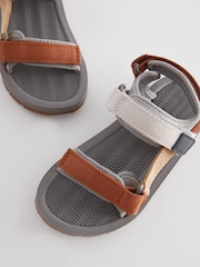 Tan/Grey Wide Fit (G) Trekker Sandals - Image 4 of 5