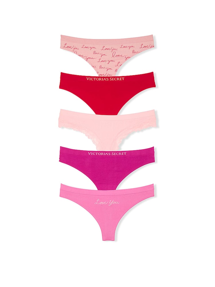 Roze/rood/roze - Victoria's Secret set van 5 slips - Image 1 of 3