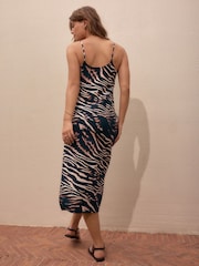 Black/Animal Midi Slip Summer Dress - Image 3 of 9
