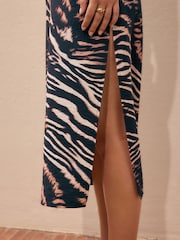 Black/Animal Midi Slip Summer Dress - Image 6 of 9