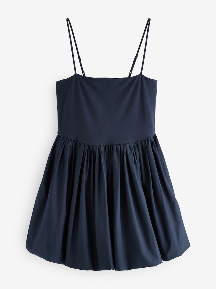 Navy Bubble Hem Mini Dress - Image 6 of 8