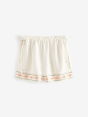 متعدد الألوان - Embroidered Beach Shorts With Linen - صورة 5 من 8
