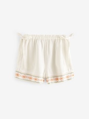 متعدد الألوان - Embroidered Beach Shorts With Linen - صورة 6 من 8