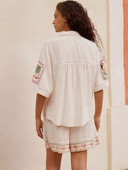 Multi Embroidered Beach Shirt With Linen - Image 2 of 7