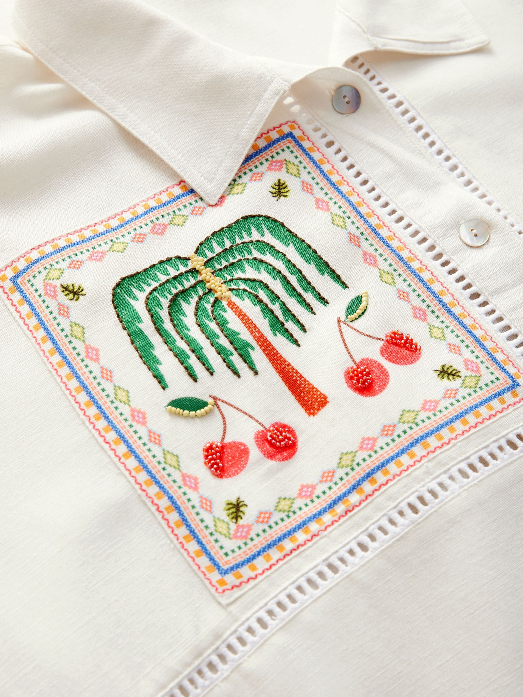 Buy Multi Embroidered Beach Shirt With Linen from Next Luxembourg