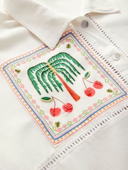 Multi Embroidered Beach Shirt With Linen - Image 6 of 7