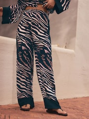 Noir/Animal - Pantalon large de jambe - Image 1 de 5