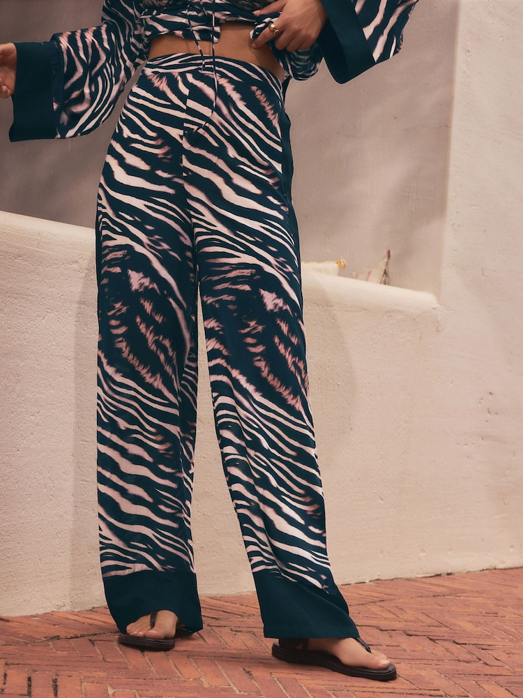 Noir/Animal - Pantalon large de jambe - Image 1 de 5