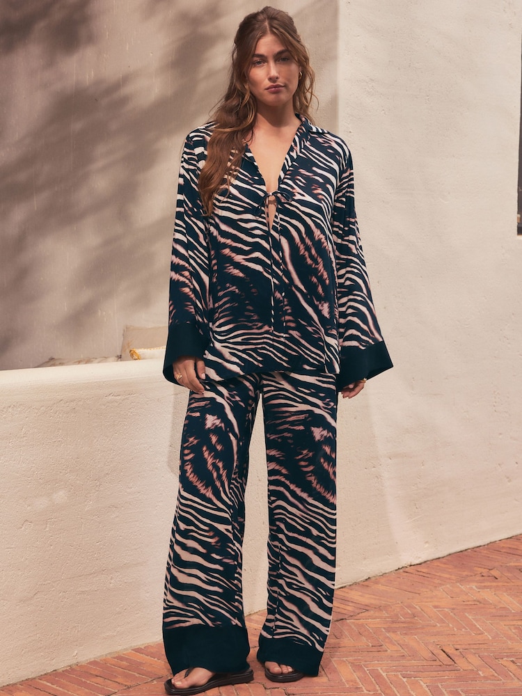 Noir/Animal - Pantalon large de jambe - Image 2 de 5
