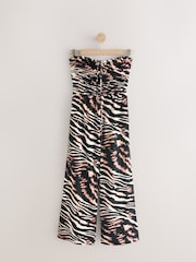Negro/animal - Halter Neck Wide Leg 100% Cotton Jumpsuit - Imagen 7 de 9
