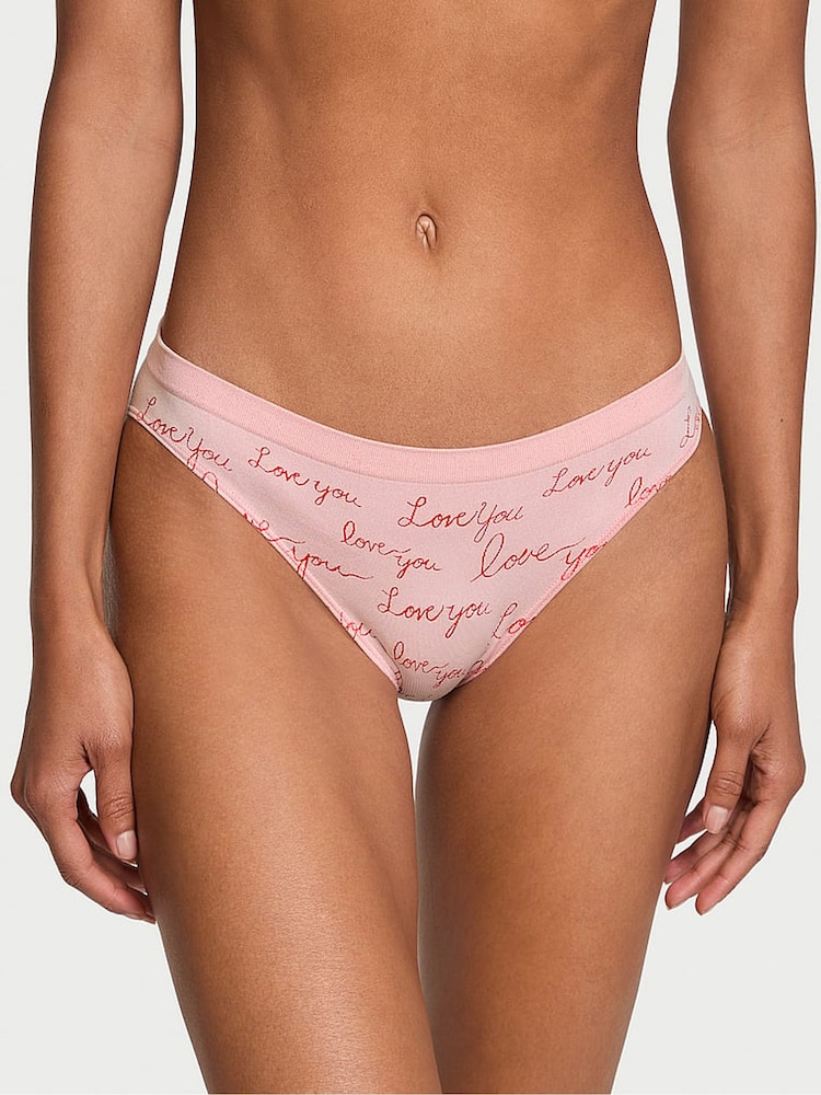 Victoria's Secret Love Print Pink Bikini Knickers - Image 1 of 3