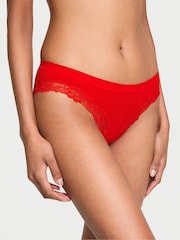 Victoria's Secret Lipstick Red Bikini Heart Pointelle Knickers - Image 1 of 3