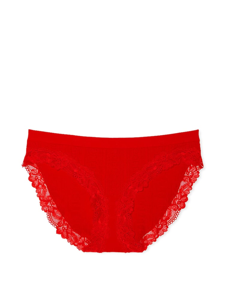 Victoria's Secret Lipstick Red Bikini Heart Pointelle Knickers - Image 3 of 3