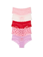 Victoria's Secret Pink/White/Red/Purple Cheeky 5 Pack Knickers - Image 1 of 3