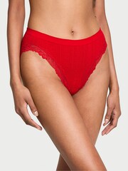Victoria's Secret Lipstick Red Brief Heart Pointelle Knickers - Image 1 of 3