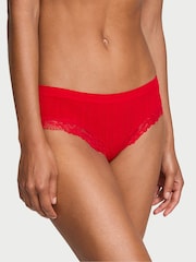 Victoria's Secret Lipstick Red Hipster Heart Pointelle Knickers - Image 1 of 3