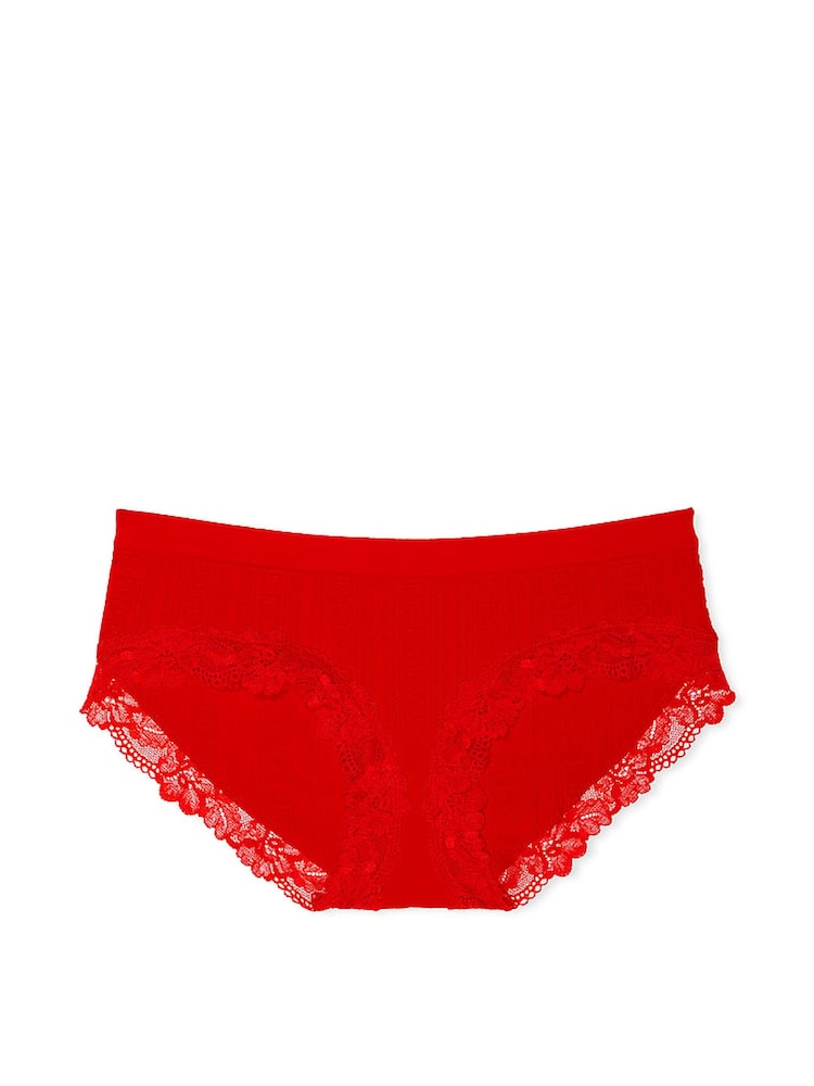 Victoria's Secret Lipstick Red Hipster Heart Pointelle Knickers - Image 3 of 3