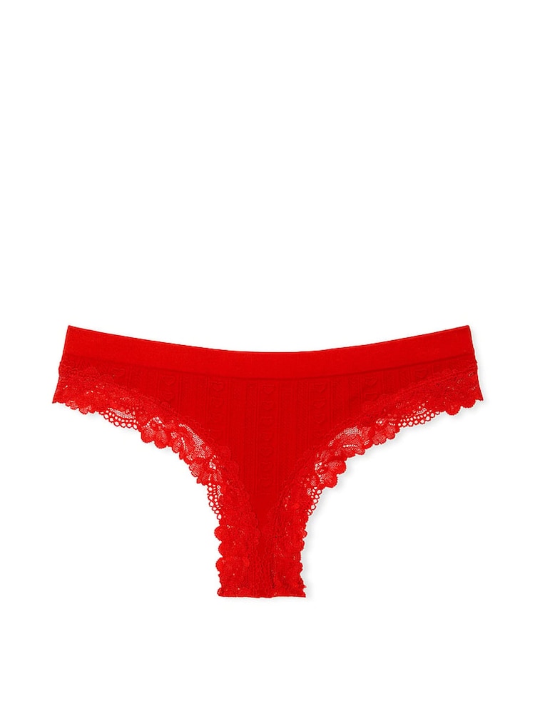 Victoria's Secret Lipstick Red Thong Heart Pointelle Knickers - Image 3 of 3