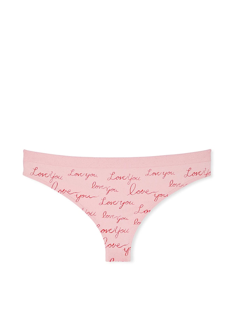 Victoria's Secret Love Print Pink Thong Knickers - Image 3 of 3