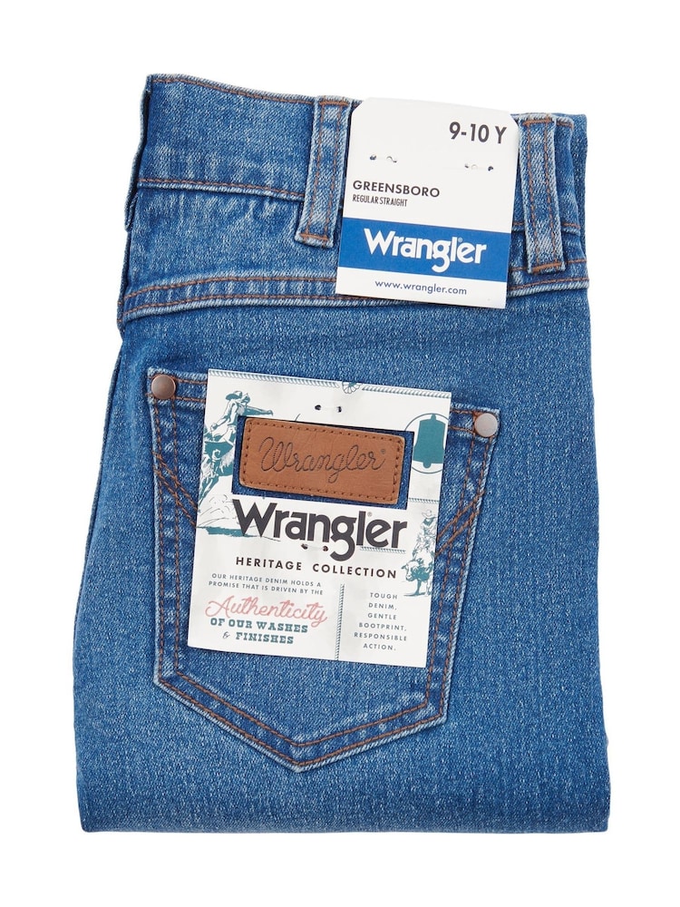 Wrangler Aqua Blue Boys Straight Fit Greensboro Regular Jeans - Image 10 of 10 Wrangler Aqua Blue Boys Straight Fit Greensboro Regular Jeans - Image 10 of 10