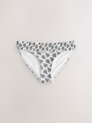 Cream/Noir Fan Imprimé - Bas de bikini froncé à jambes montantes - Image 6 of 8
