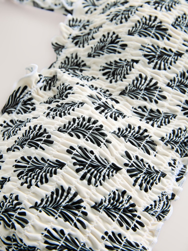 Cream/Schwarz, Fächer-Print - Gesmoktes Bandeau-Bikinioberteil - Bild 8 von 8 Cream/Schwarz, Fächer-Print - Gesmoktes Bandeau-Bikinioberteil - Bild 8 von 8