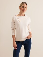 Phase Eight Cream Brienna Button Detail Top - Image 1 of 6