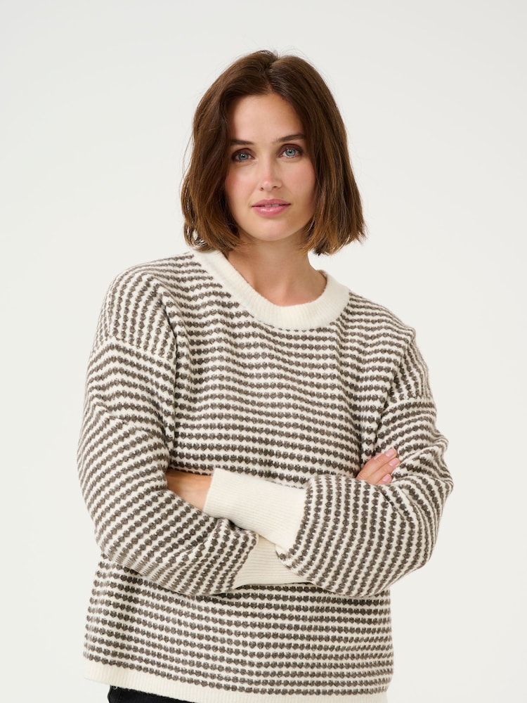 Kaffe KAellery Crew Neck Casual Fit Pullover Jumper - Image 1 of 5