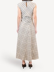 Simkhai Sand Plaid Burke Checked Draped Midi Dress - Image 2 of 7